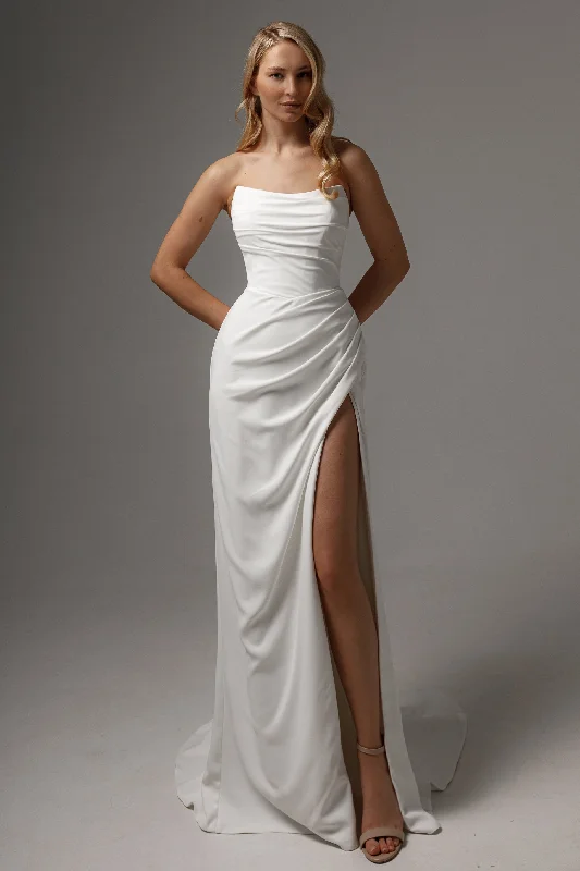 chic slip dressSheath Wedding Dress Jelena with Leg Slit