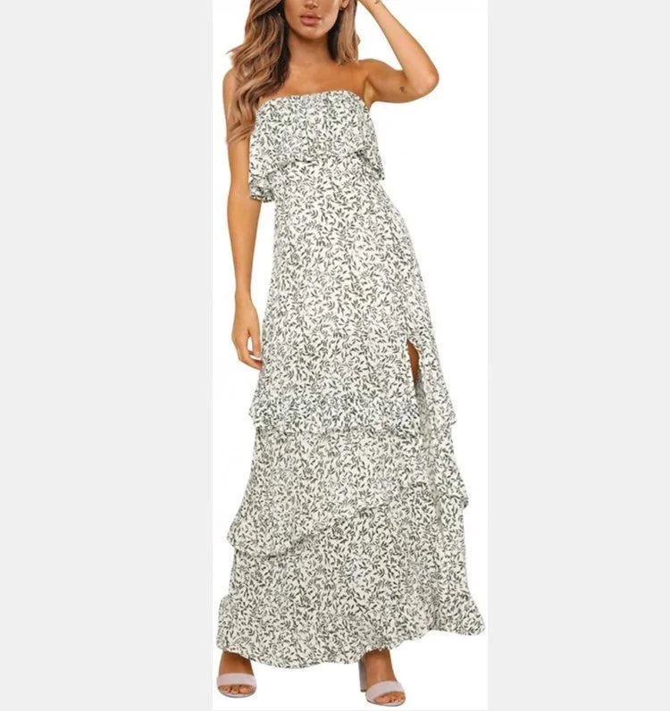 classic fit-and-flare dressNaiza Strapless Floral Maxi Dress - Sand