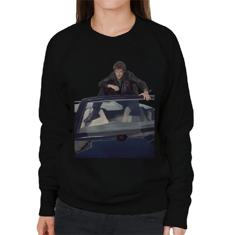 eco-friendly fitness hoodieKnight Rider Michael Knight Sitting In KITT Women's Sweatshirt