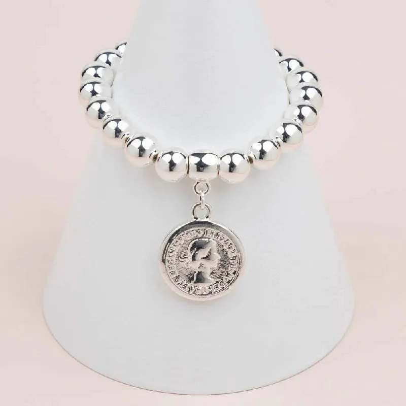 backless dressSilver Coin Bead Bracelet