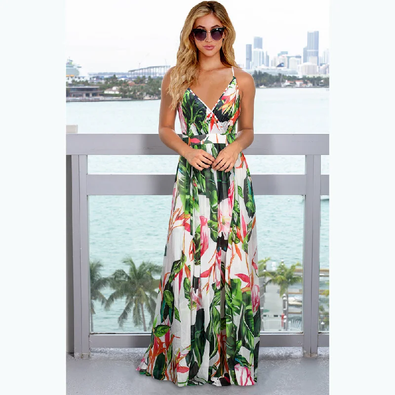 trendy bodycon dressPalmetto Tassel Tie Maxi Dress