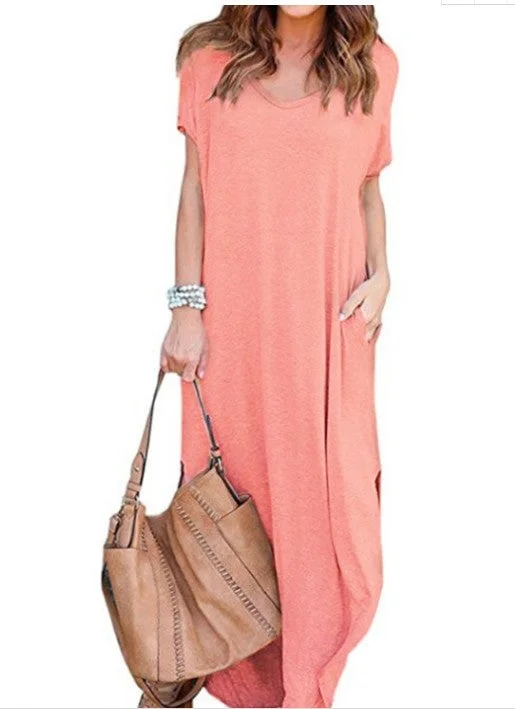 lace dressShantae Pocketed Knit Maxi Dress - Peach