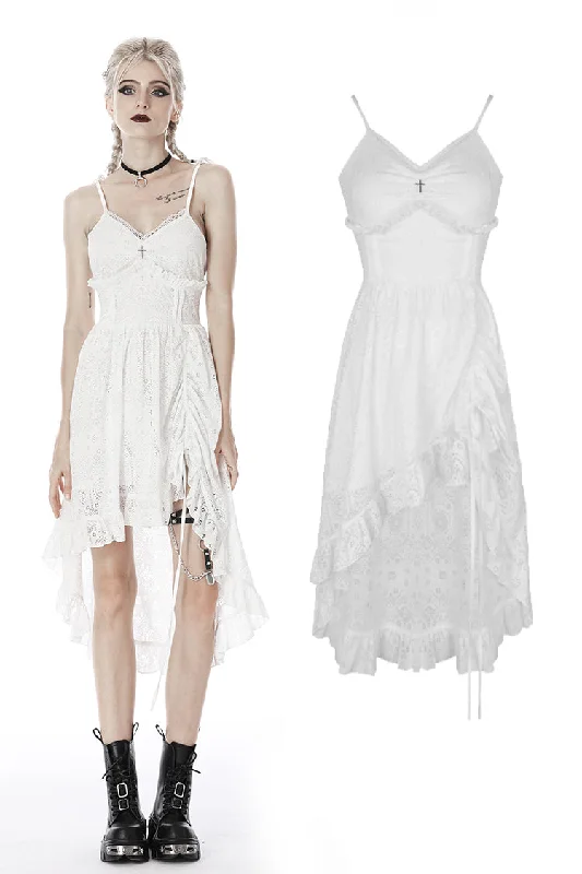 high-waisted dressSteampunk Whiteite cocktail lace strap dress DW420