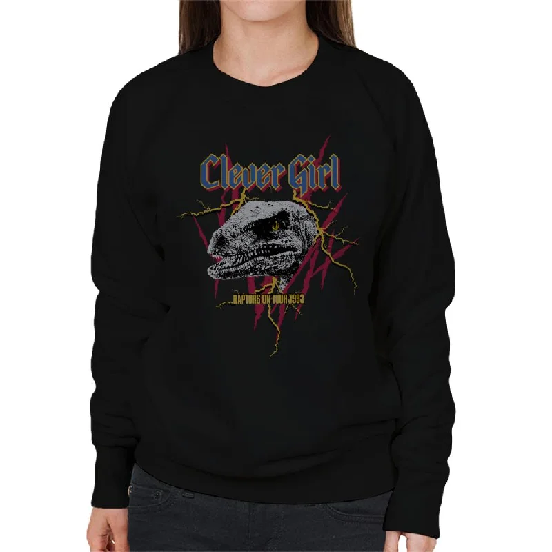 stylish performance hoodieJurassic Park Clever Girl Raptor On Tour 1993 Claw Marks Women's Sweatshirt