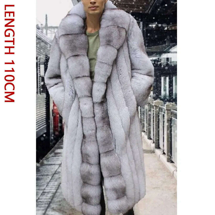 functional coatMen's Natural Fox Fur Coat Real Silver Fox Fur Large Collar Best Selling Men's Long Real Fur Coat 2023