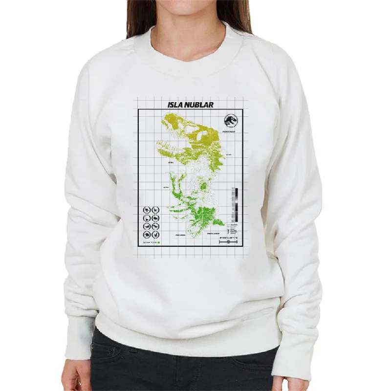 functional sports hoodieJurassic Park Isla Nublar T Rex Map Women's Sweatshirt