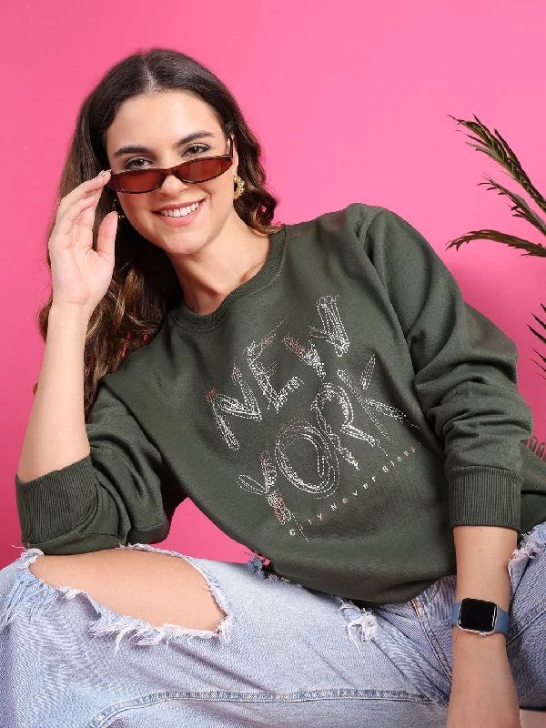 fitness lifestyle hoodieVimaL Jonney Regular Fit Green Printed Sweatshirt For Women