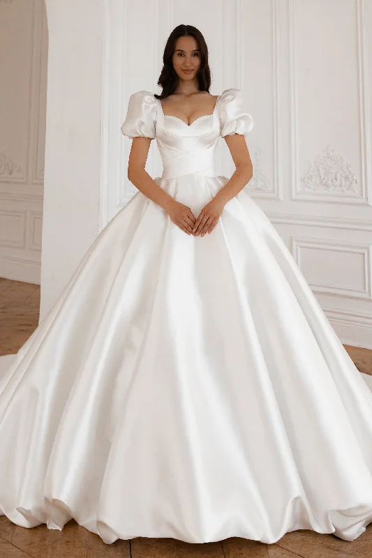 casual summer dressMikado Wedding Gown Aurora with Long Train