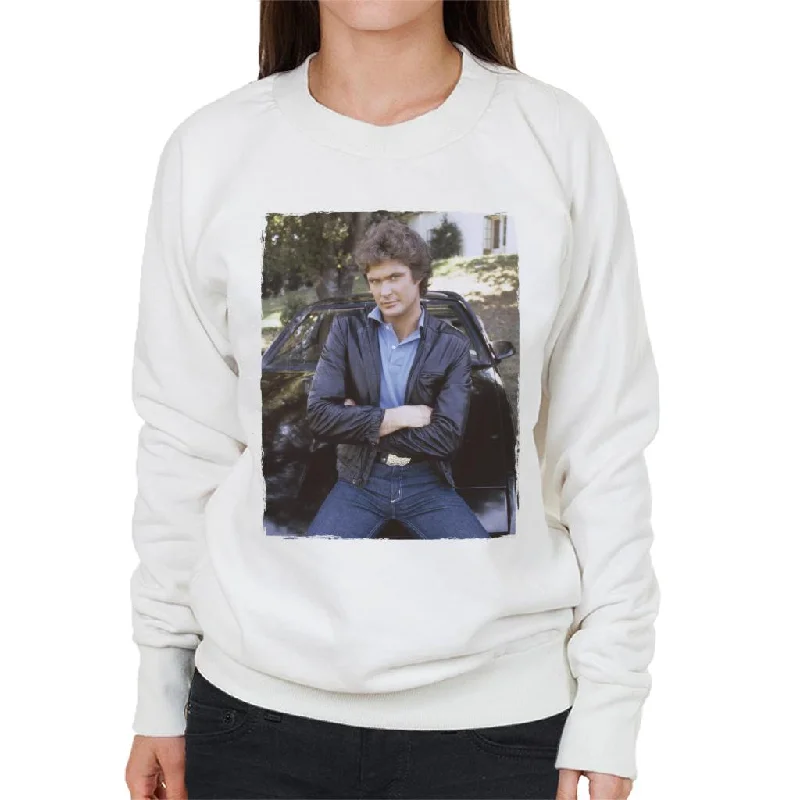 urban activewear hoodieKnight Rider Michael Knight Leaning On KITT Women's Sweatshirt