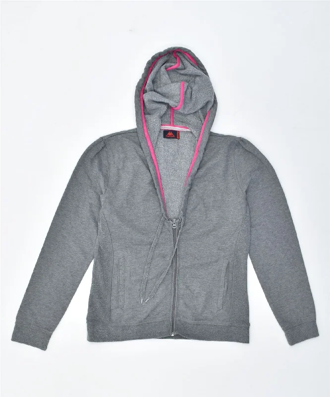 performance hoodie for gymKAPPA Womens Zip Hoodie Sweater UK 14 Large Grey Cotton