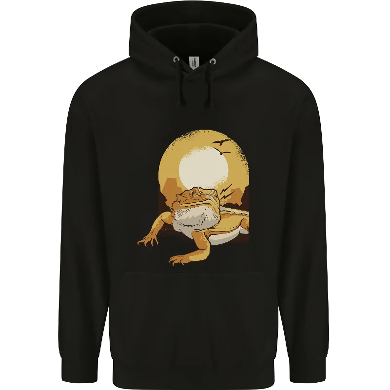 soft hoodieA Bearded Dragon in the Desert Sun Mens 80% Cotton Hoodie