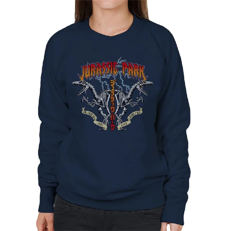 modern athletic hoodieJurassic Park Rock Band Lightning Raptor Symmetry Women's Sweatshirt