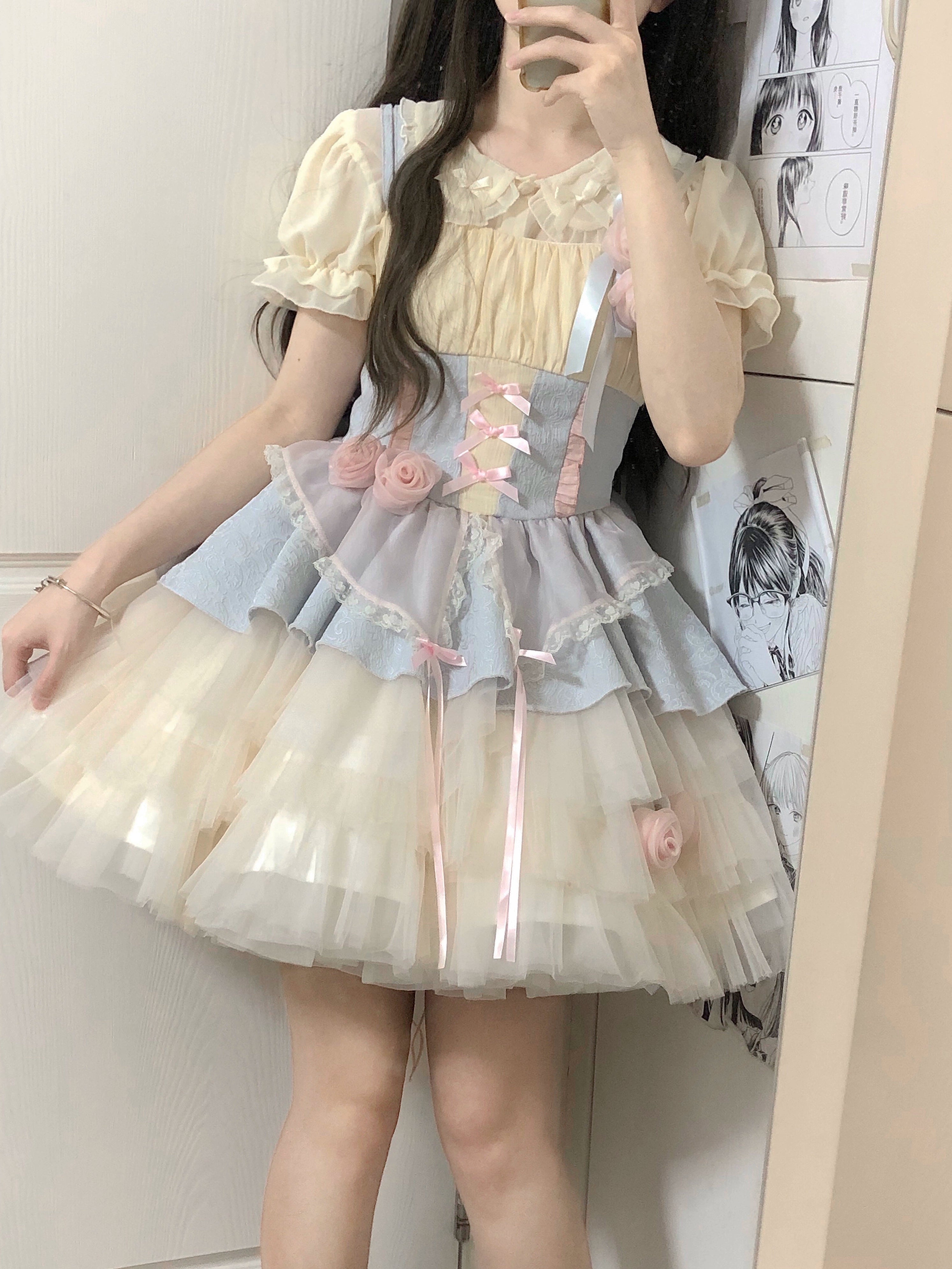 elegant dressDesigner's Gift~Rose Peach Wine~Sweet Lolita JSK Dress Cute Blue Pink Dress