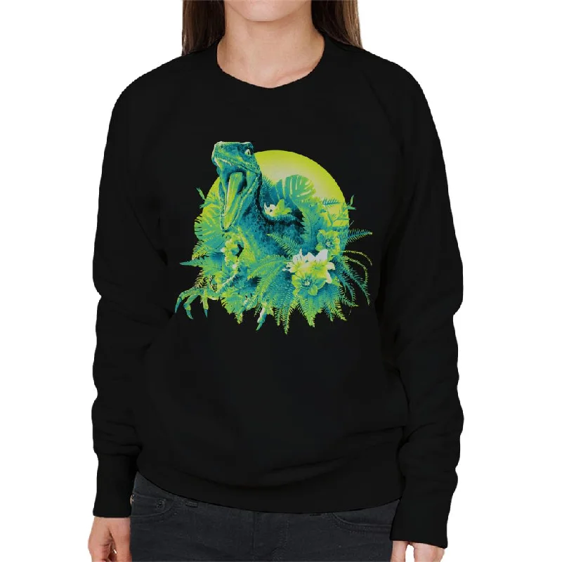 trendy sports sweatshirtJurassic Park Velociraptor Jungle Sun Women's Sweatshirt