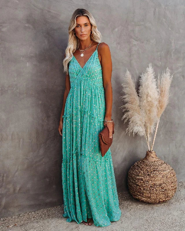 pleated maxi dressOdessa Metallic Detailed Maxi Dress - Teal