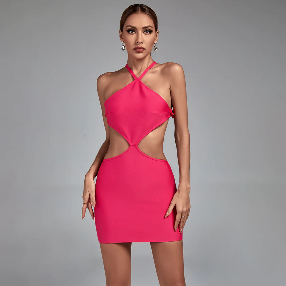 knit dressRose Strappy Sleeveless Open Back Cut Out Mini Bandage Dress