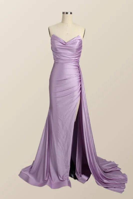 wrap dressSweetheart Lilac Ruched  Mermaid Long Formal Dress