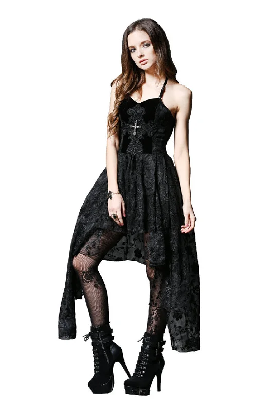 layered dressGothique elegant dead souls cross dress with side long designs DW063