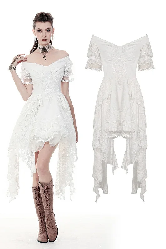 stylish party dressSteampunk white wedding short sleeves dress  DW362