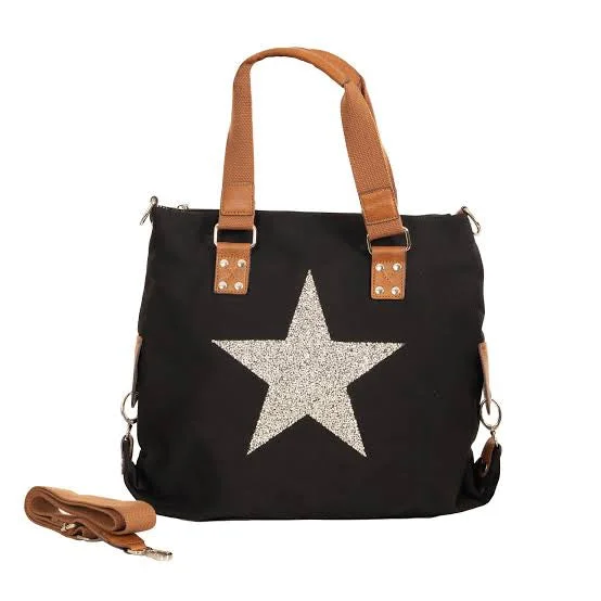 flowy dressStar Canvas Tote Bag - Black