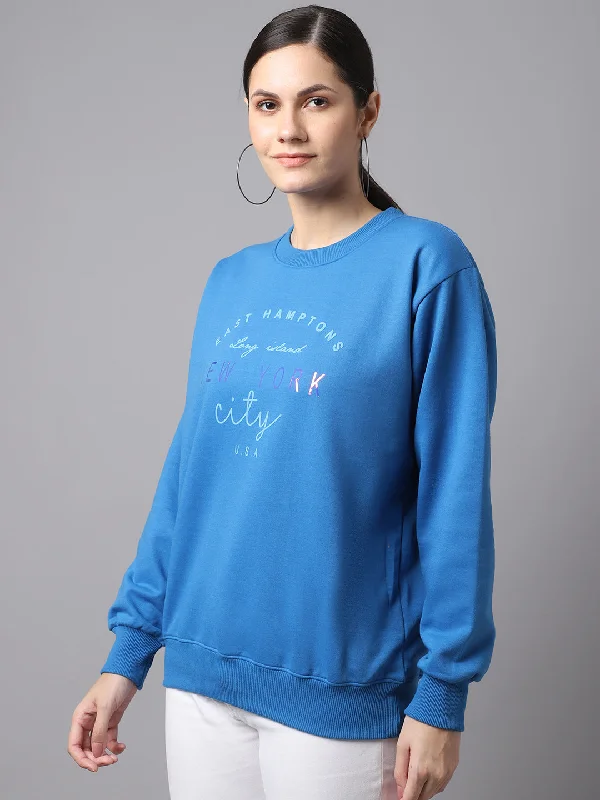 high-quality athletic sweatshirtVimal Jonney Fleece Round Neck Printed Sweatshirt For Women