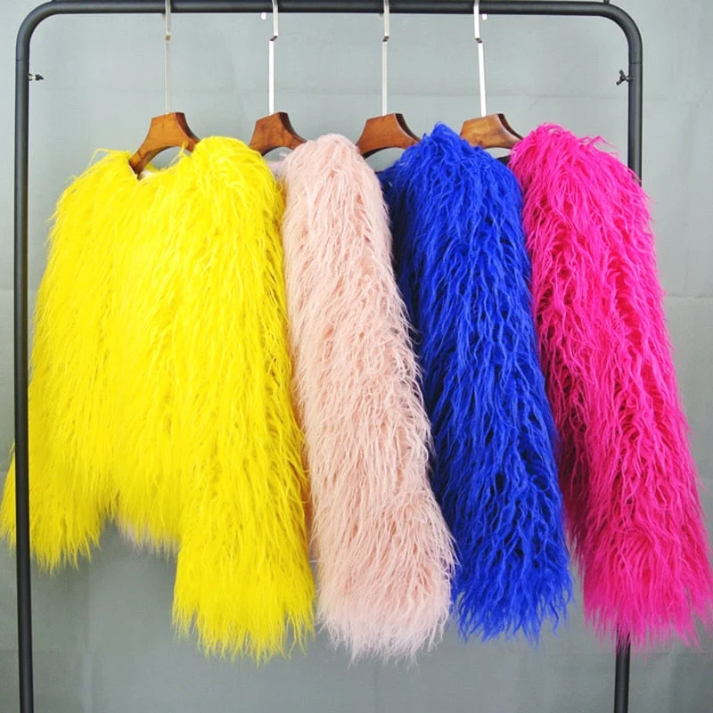 outdoor adventure coatZADORIN Colorful Boho Furry Faux Fur Coat Plus Size Women Fur Coats Autumn Winter Pink Faux Fur Shaggy Jacket fourrure bontjas