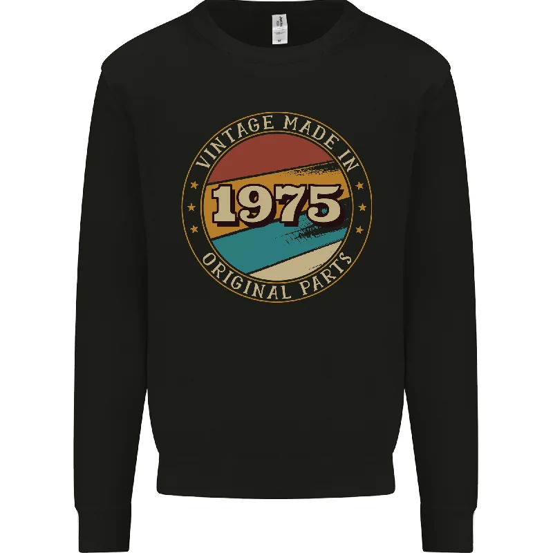 comfy workout wear hoodie49th Birthday  Vintage Made In 1975 Mens Sweatshirt Jumper