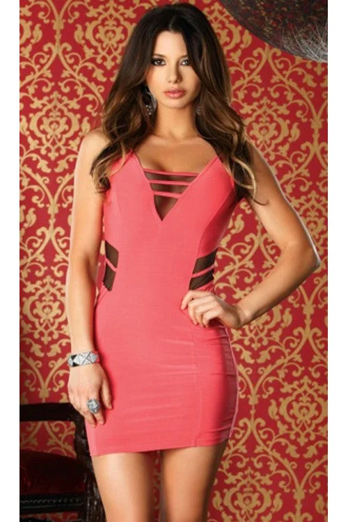 elegant shift dressV Neck Mesh Inset Mini Dress