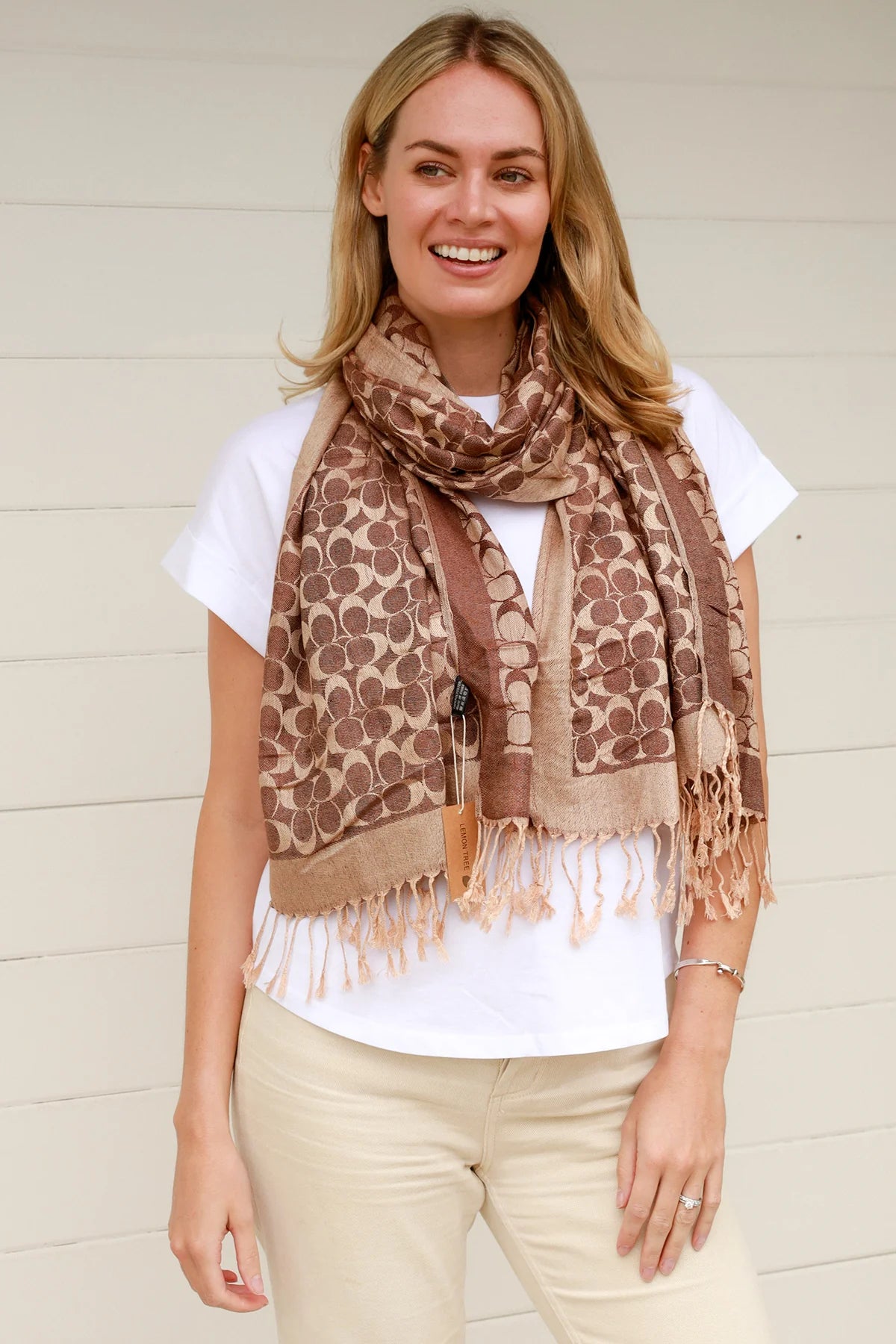 structured dressOmni Scarf Brown/Gold