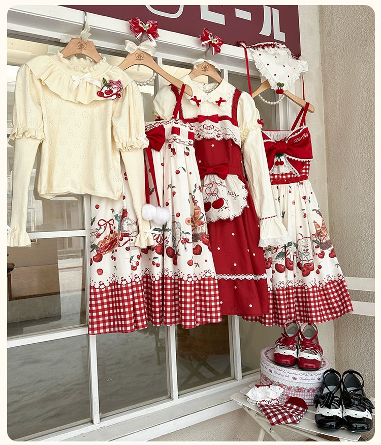 stylish party dressMademoiselle Pearl~Cherry~Christmas Winter Lolita OP Dress