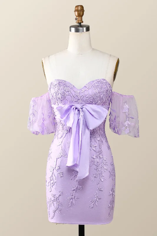 relaxed fit dressSweetheart Lavender Tight Mini Dress with Bow