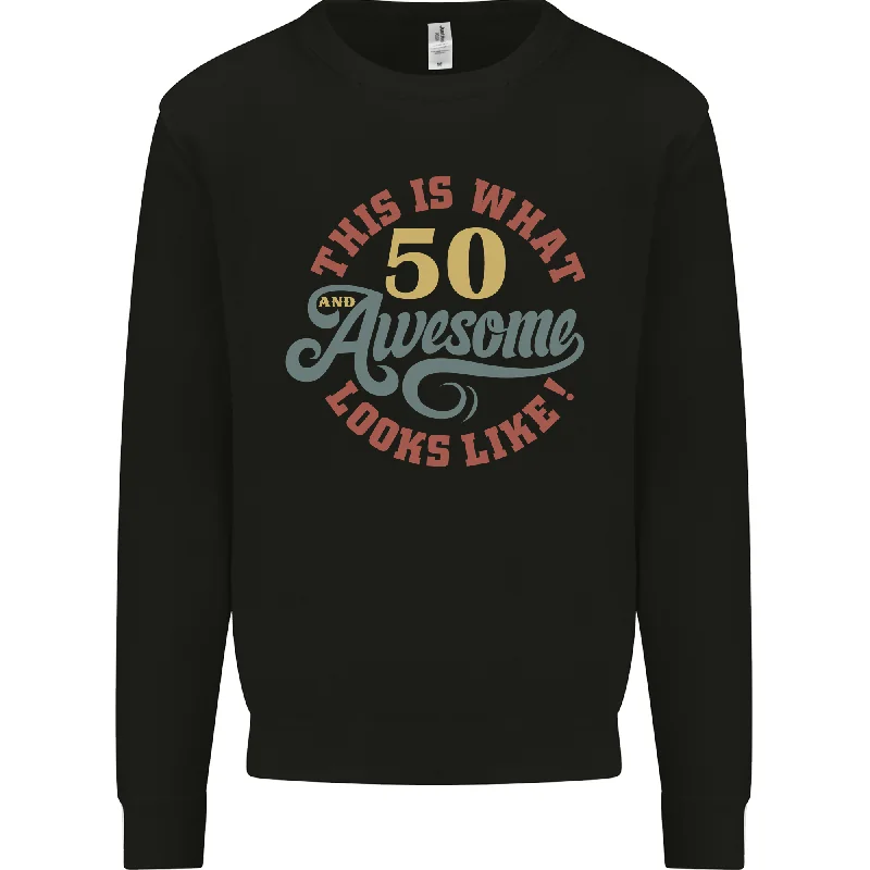 oversized sports sweatshirt50th Birthday 50 Year Old Awesome Looks Like Mens Sweatshirt Jumper