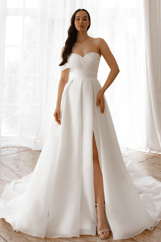 elegant maxi dressOrganza Wedding Dress Enola with Leg Slit