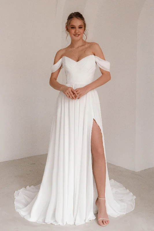 trendy dressChiffon Wedding Dress Marit With High Leg Slit