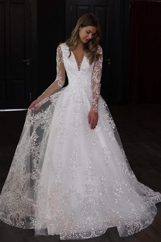 sophisticated dressLace A-line Wedding Dress Troisty