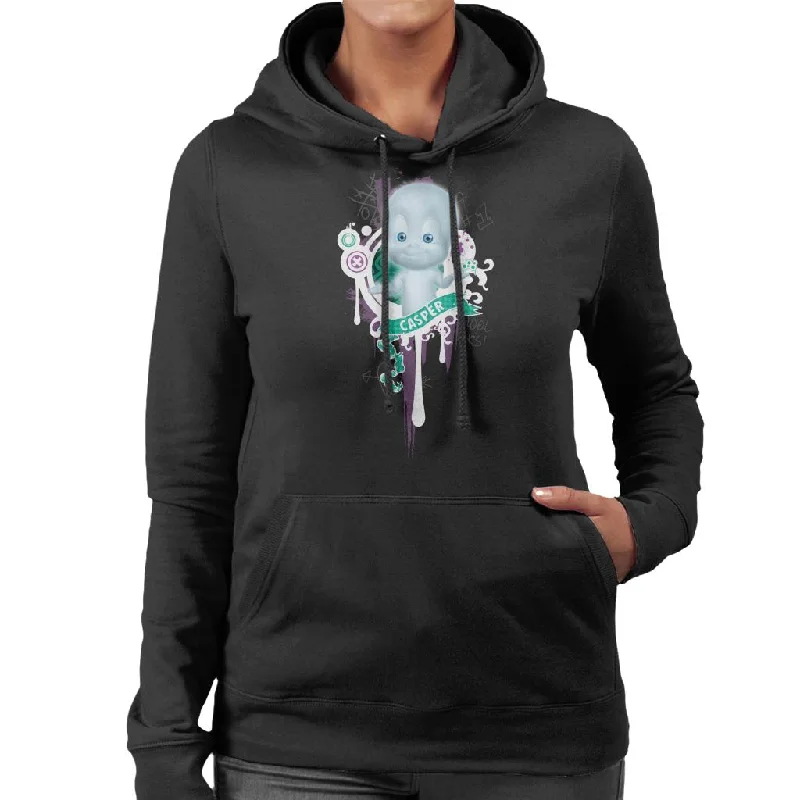 trendy hooded sweatshirtCasper The Friendly Ghost School Emblem Women's Hooded Sweatshirt