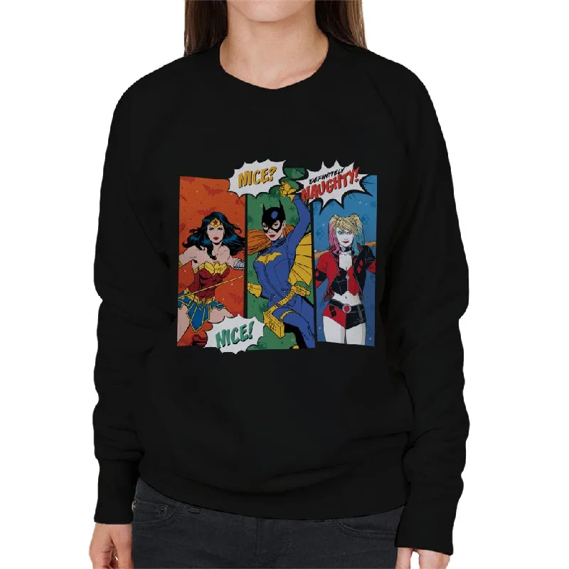 urban sports sweatshirtJustice League Christmas Naughty Or Nice Women's Sweatshirt