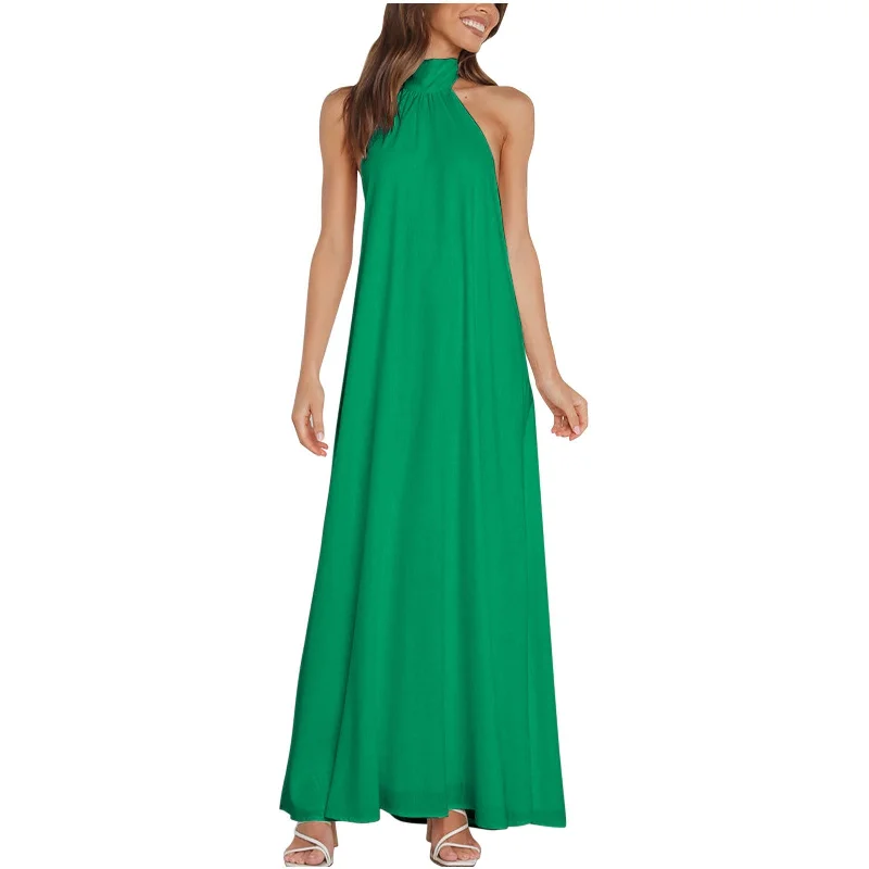 vintage-inspired dressMitra Backless Halter Maxi Dress