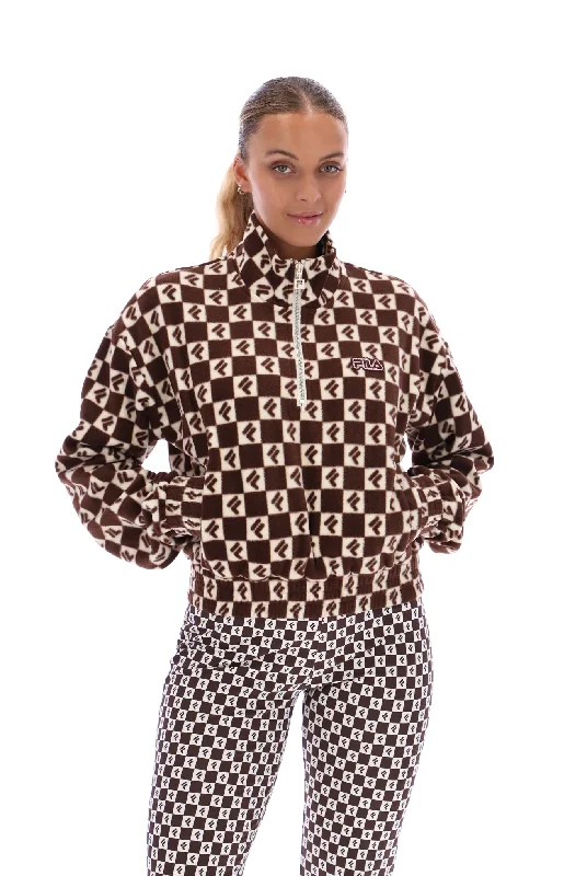 comfy workout sweatshirtMarla Checkerboard Print Polar Fleece