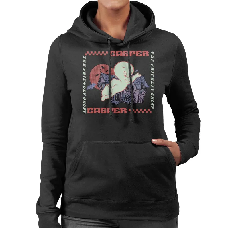 sporty hoodieCasper The Friendly Ghost Check Square Women's Hooded Sweatshirt