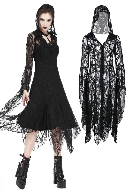 shift dressGothic gorgeous lace long dress with horn cap and long row buttons DW173