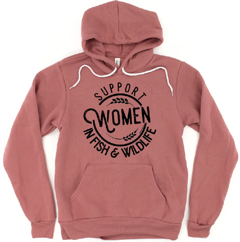 sporty hooded sweatshirtSupport Women in Fish & Wildlife Hoodie (S-3XL) Unisex - Multiple Colors!