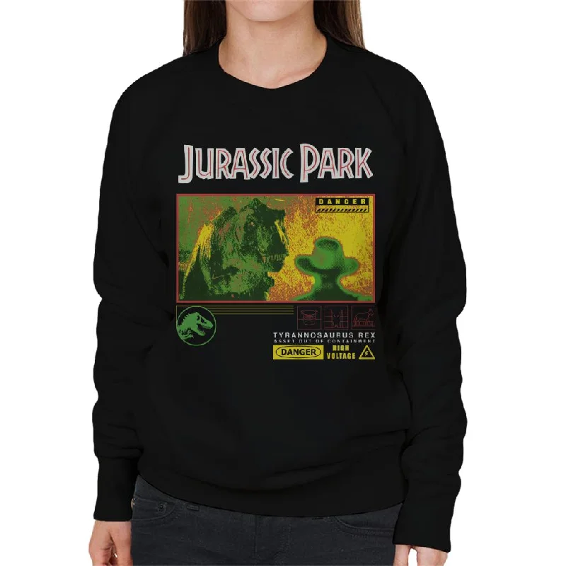 long-sleeve athletic hoodieJurassic Park T Rex Danger High Voltage Women's Sweatshirt