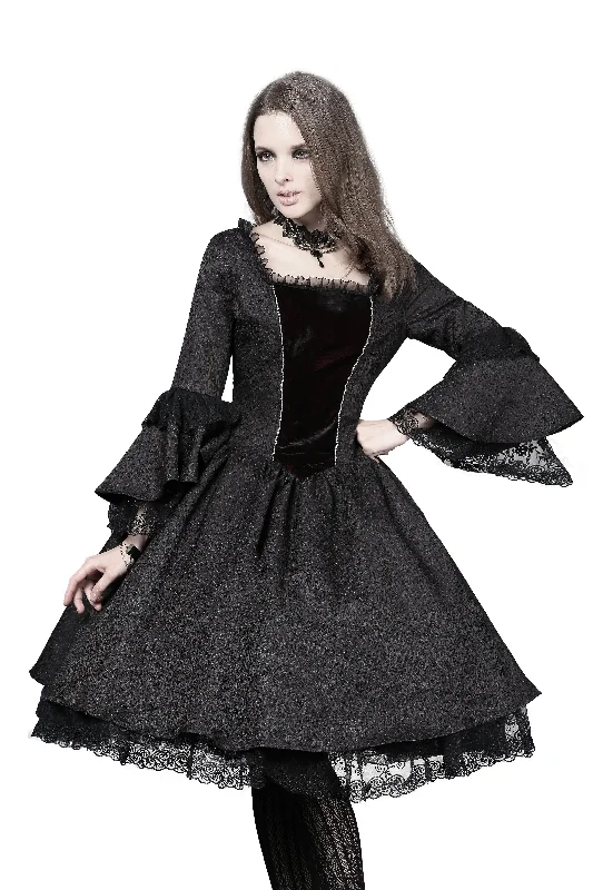 classic fit-and-flare dressVictorian gothic dress with lace flare sleeve （not including petticoat）DW038