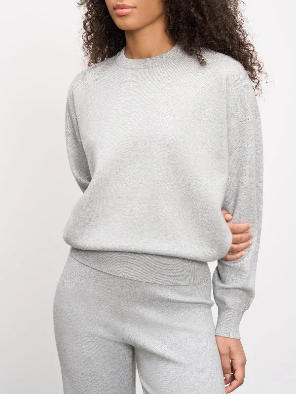 minimalist gym sweatshirtWomens Chunky Knitted Sweatshirt in Marl Grey