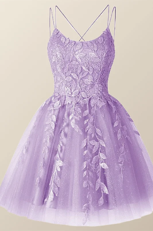 flowy maxi dressLavender Appliques A-line Short Princess Dress