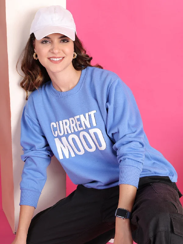 cozy workout hoodieVimaL Jonney Regular Fit Blue Printed Sweatshirt For Women