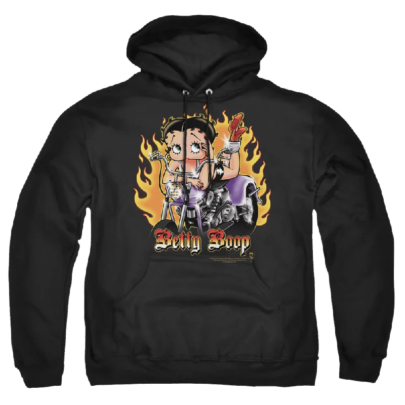 comfortable hoodieBetty Boop Biker Flames Boop - Pullover Hoodie