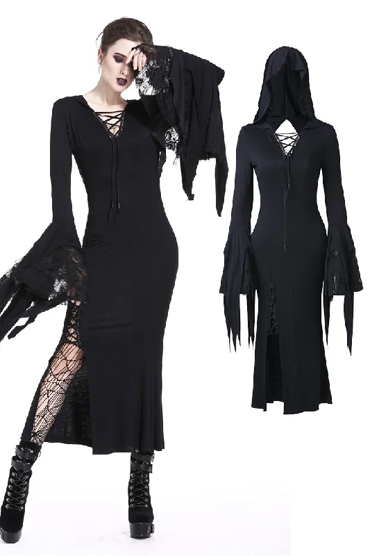 summer dressHolloween gothic slit hem witch sleeve hooded dress DW200